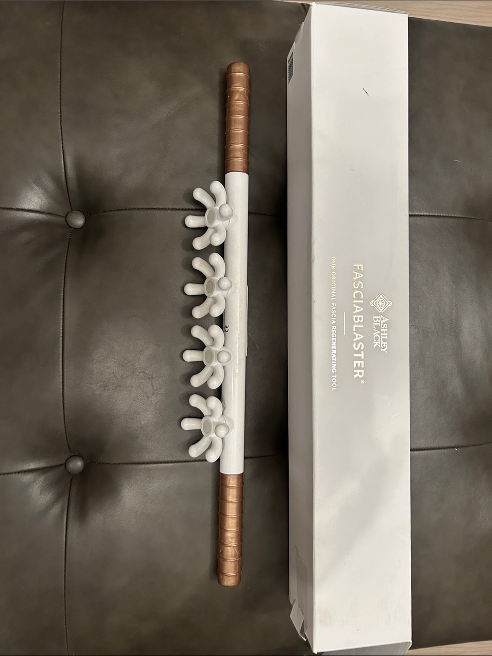 Ashley Black FasciaBlaster Body Massage Stick – White with Copper Handles